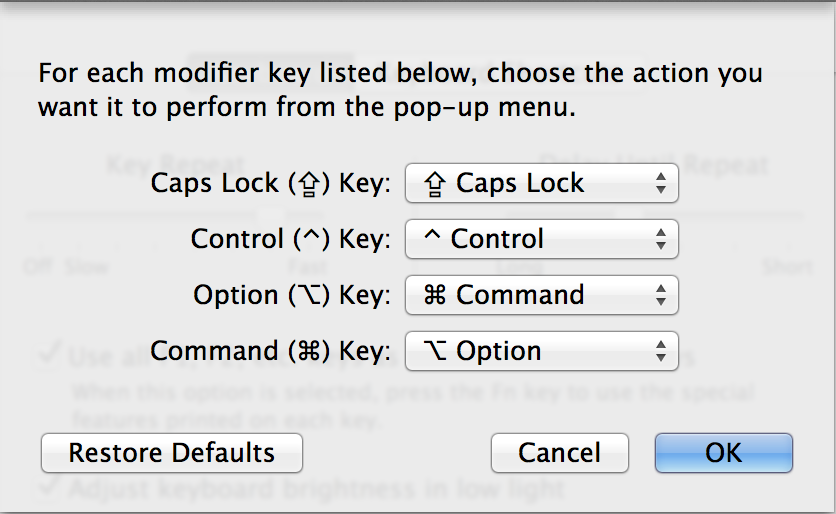 Modifier Key Options OS X